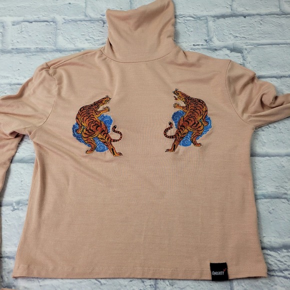 O'Mighty Beige Turtleneck with Tiger Embroidery - Picture 1 of 11